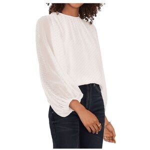 Vince Camuto Womens Sparkle and Shine Ivory Balloon Sleeve Top- Sz Med & Large